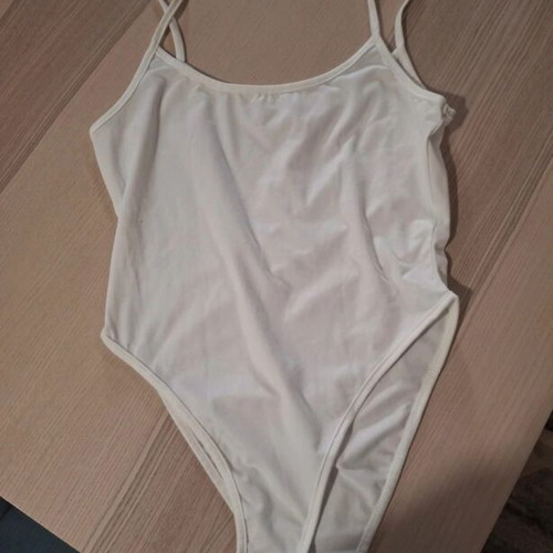 Shein white bodysuit with straps, size M