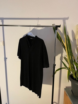 Zara men's T-shirt black polo without collar like new, size M