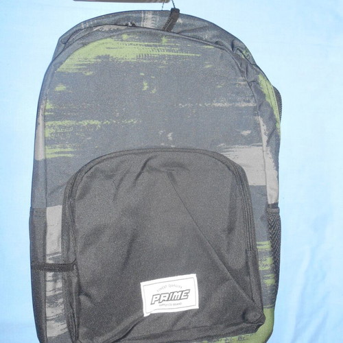 Prime school backpack khaki new, black with white patterns