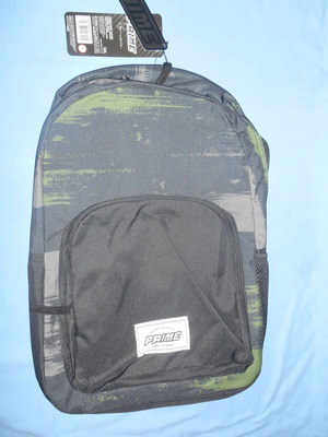 Prime school backpack khaki new, black with white patterns