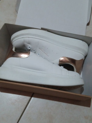 Sportex white sneakers with gold detail, size 39