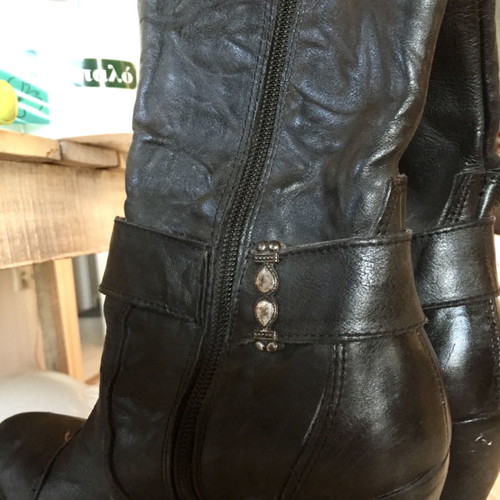 Handmade leather western ankle boots size 37, black