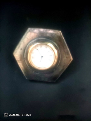 Quartz table clock, 100% solid brass, hexagonal design