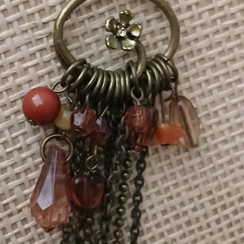 Ethnic handmade single earring like new with long chains and stones