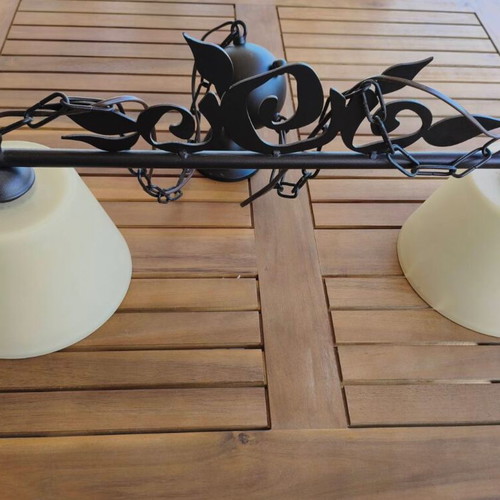 Set of 3 brass pendant ceiling lights like new