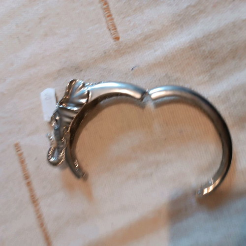Handmade steel bracelet with elephant design and rhinestones new