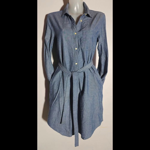 Gap shirt dress with pockets and belt like new, size M, blue