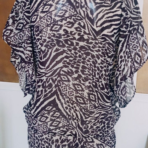 Accessorize Kaftan Tunic Dress zebra print embellished, like new
