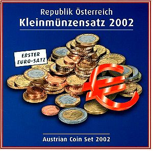 Austria Official Euro Coin Sets folder KMS 8 coins 1 Cent bis 2 Euro