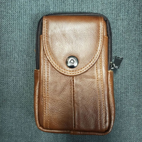 Smartphone carrying bag made of genuine leather new, black and brown