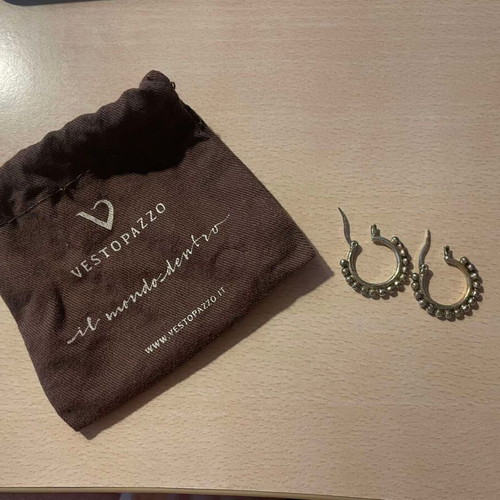 Vesto Pazzo handmade silver-plated hoop earrings used, hypoallergenic