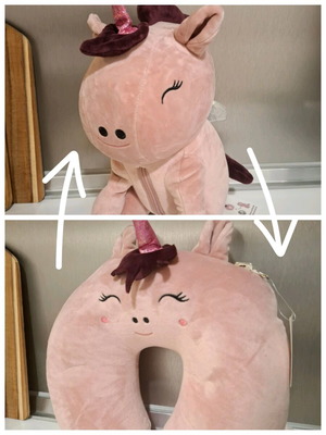Unicorn neck pillow for kids new, converts to plush toy