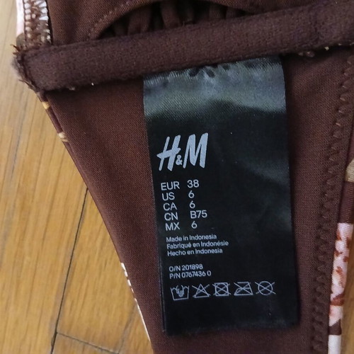 H&M floral brown two-piece bandeau bikini