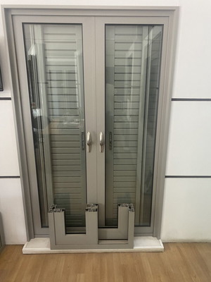Europa Double Sliding Door with Glass, Screen and Shutter, Like New, Gray RAL Matte