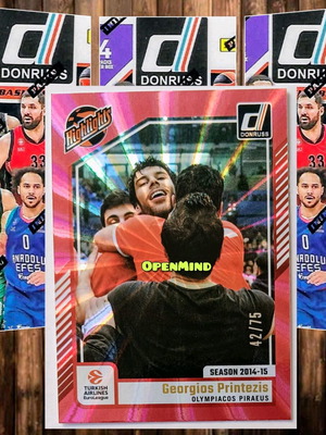 Κάρτα Printezis Highlights Red Lazer αριθμημένη /75, καινούργια, Olympiacos Donruss Euroleague 2024-25