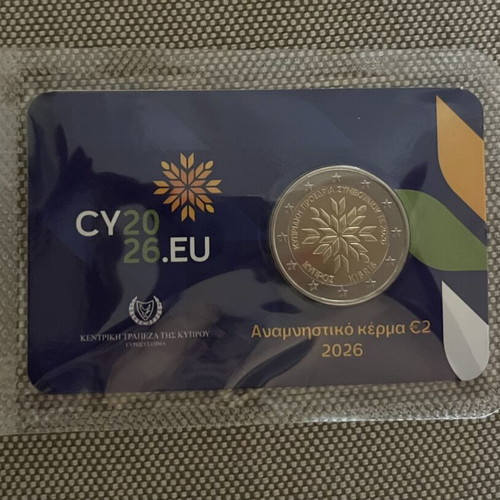 Cyprus Coincard 2026 EU Presidency 2€ coin new