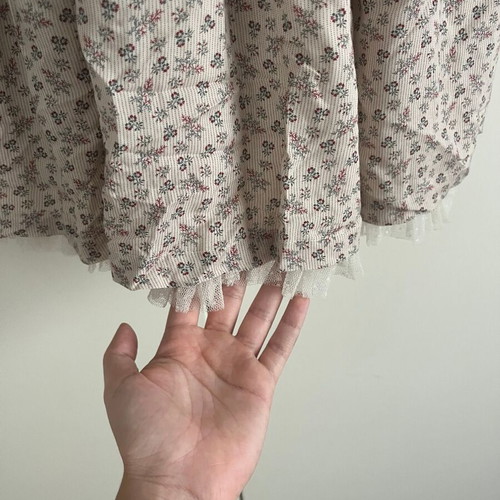 Sandro Floral Mini Dress with Dotted Tulle like new, gray and beige