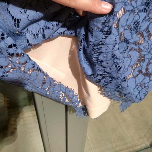 Camelot dress like new with gray-blue lace and beige lining