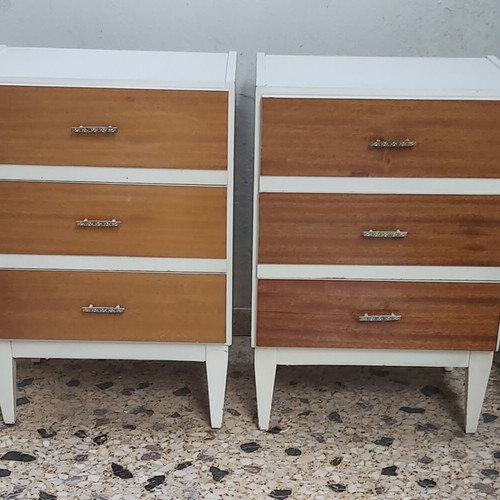 Κομοδίνα Vintage 70s 2τμχ από μασίφ ξύλο σε άριστη κατάσταση