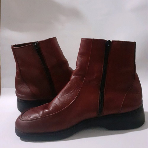 Leather ankle boots used, red, size 40, Smooth by Studio Viokon