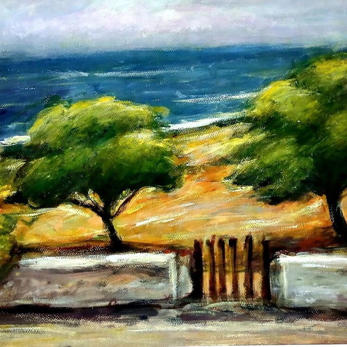 Sifnos Platy Yalos acrylic painting like new