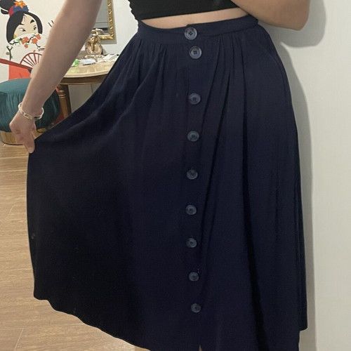 Helmi midi skirt new, navy blue with front buttons