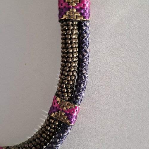 Stradivarius boho necklace used, purple and gold