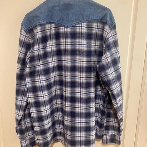 Sfera Men Checked Shirt with Denim Details Large like new