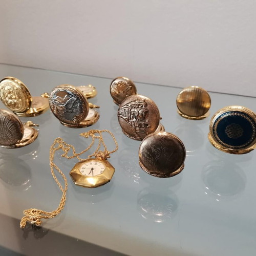Pocket watches used, collection of 10 replicas, metal