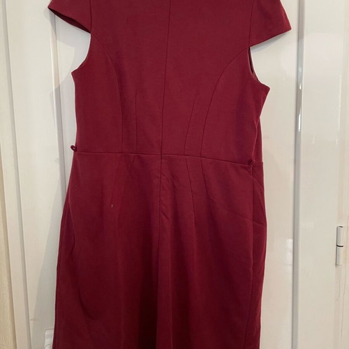 F&F Office Wear Pencil Dress used, size UK 20 EU 48, claret, cap sleeve