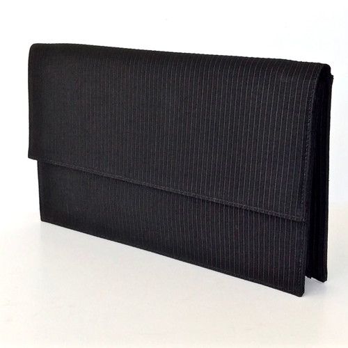 Marina Rinaldi clutch bag used, black ribbed satin