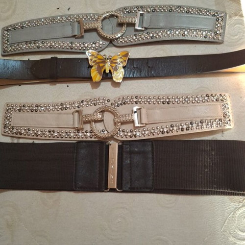 Women's belts brown, beige, gray used set with Guess