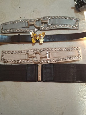 Women's belts brown, beige, gray used set with Guess