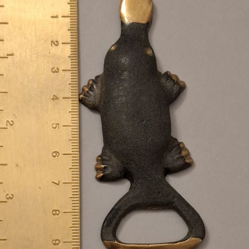 Vintage Brass Platypus Bottle Opener used, 9.5cm collectible barware