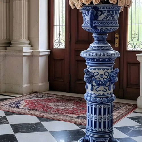 German jardiniere in Doulton Lambeth style faience porcelain like new