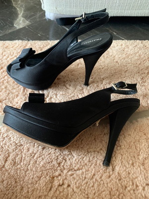Fratelli Karida shoes size 39, like new, black satin 12cm heels