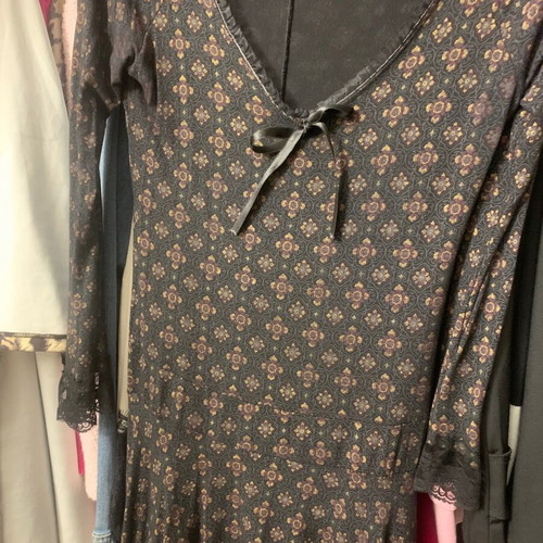 Asymmetric dress used, black with gold and lace, size XL
