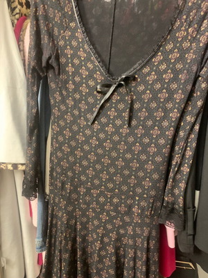 Asymmetric dress used, black with gold and lace, size XL