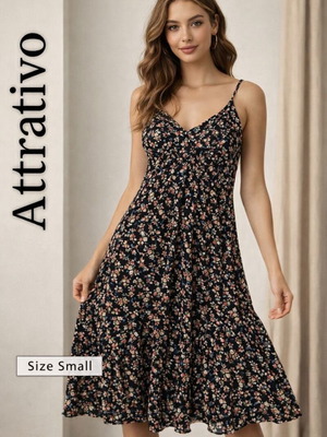 Attrattivo floral dress like new, size S/M, black multicolor