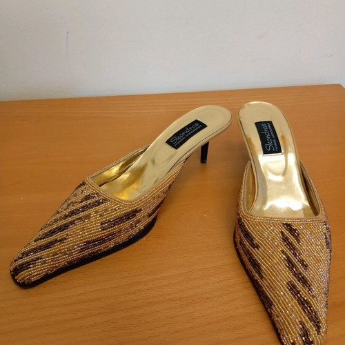 Beaded mules new, 5 cm heel, brand Skondras