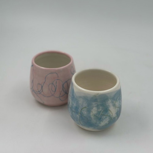 Handmade ceramic cups set of 2 by Eleftheria Sifnaiou new