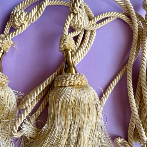 Art Deco gold curtain tie back tassels set of 3 like new