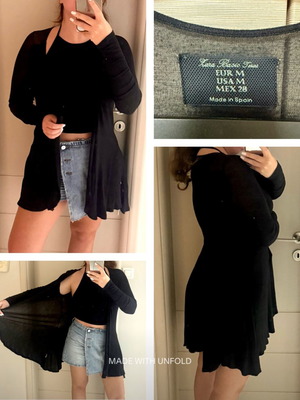 Zara μαύρη μακριά ελαφριά ζακέτα κιμονό με διαφάνεια