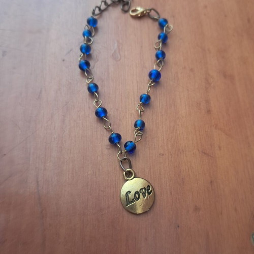 Hand chain blue and gold made to order