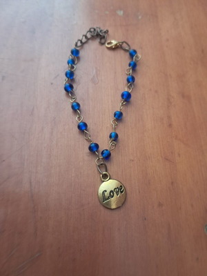 Hand chain blue and gold made to order
