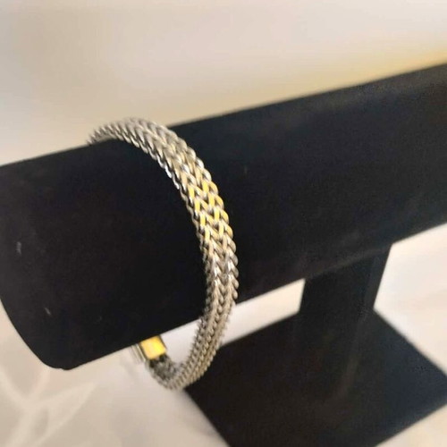 Men's wide 9mm dense weave bracelet made of stainless steel new