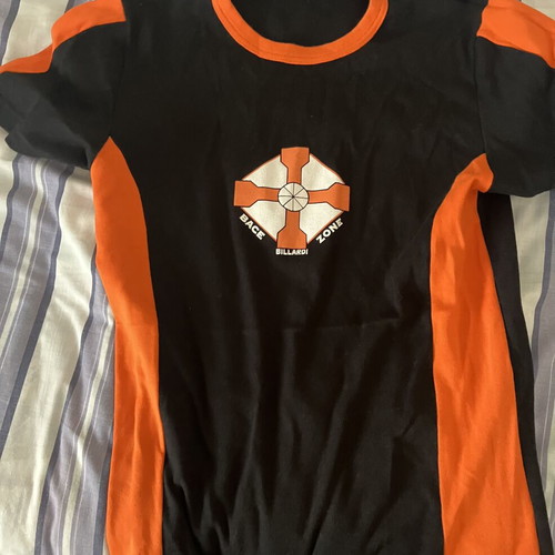 Billardi T Shirt Medium 90s Like New, Black and Orange