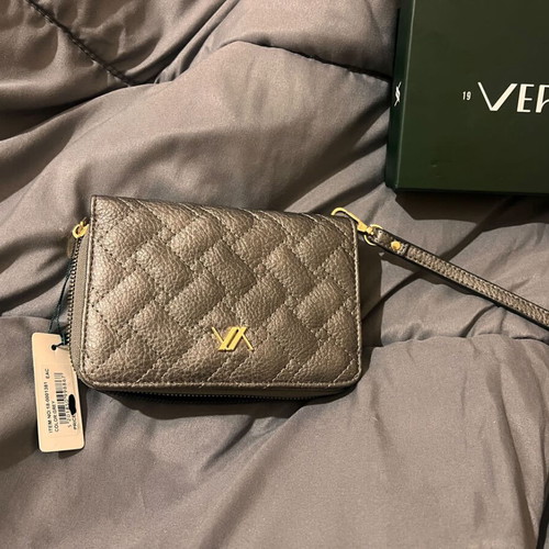 Verde women's wallet new, gray with gold logo