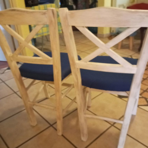 Venezia wooden dining chairs set of 4 used, navy blue fabric