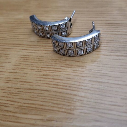 Silver 925 earrings with white zircon like new
